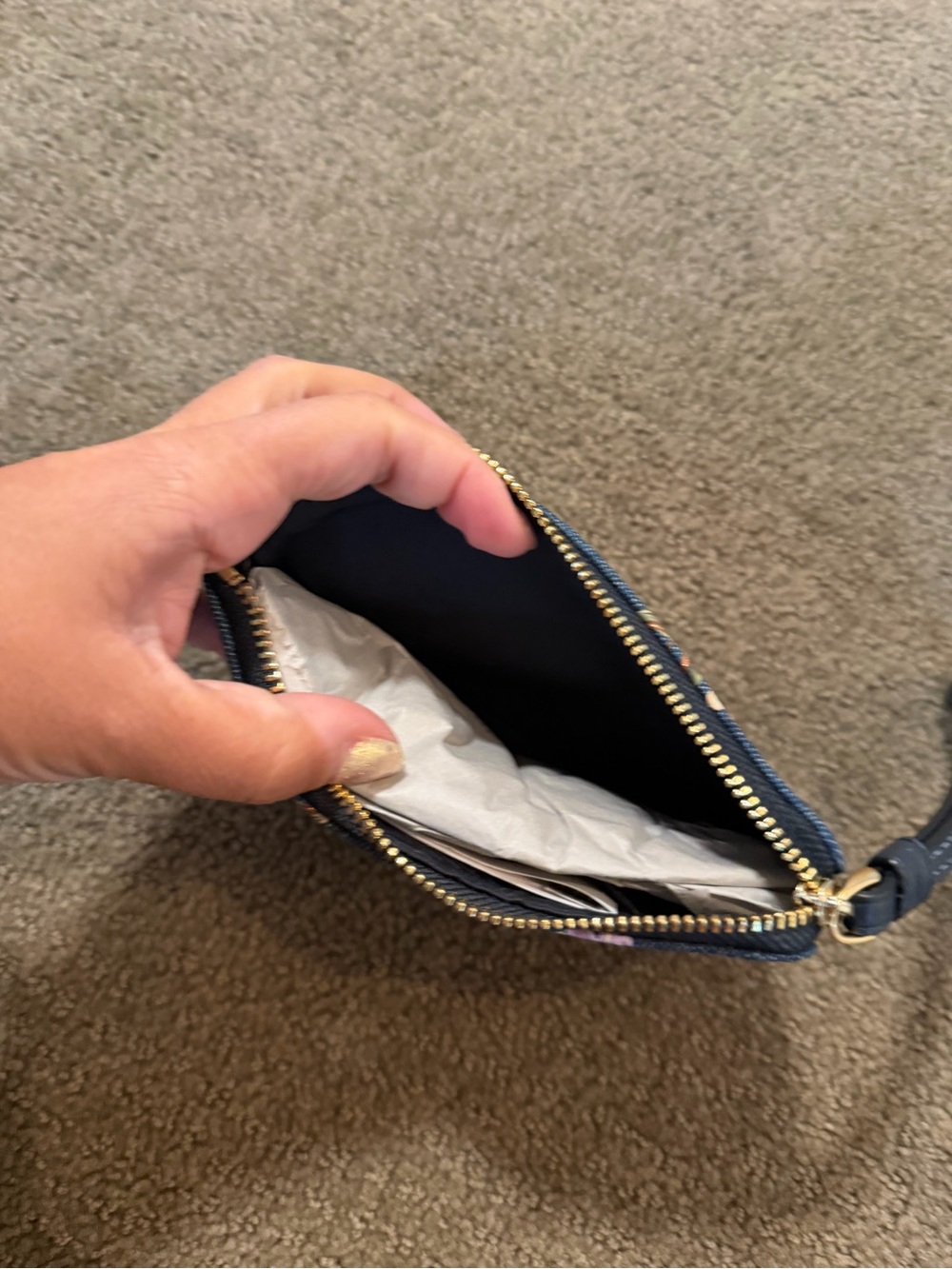 COACH Denim Floral Wristlet Zip Pouch - Picture 3 of 3